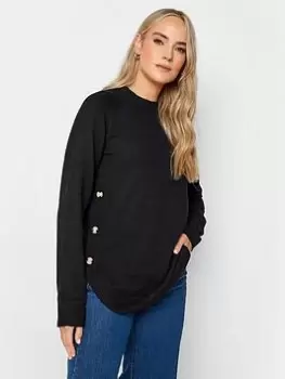 Image of Long Tall Sally Black Button Side Jumper, Black, Size 18-20, Women