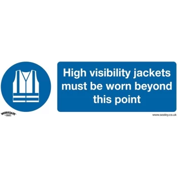 Image of Sealey - SS9V1 Mandatory Safety Sign - High Visibility Jackets Must Be Worn Beyond This Point - Self-Adhesive Vinyl
