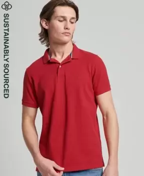 Image of Superdry Mens Organic Cotton Classic Pique Polo Shirt Red / Rouge Red - Size: S