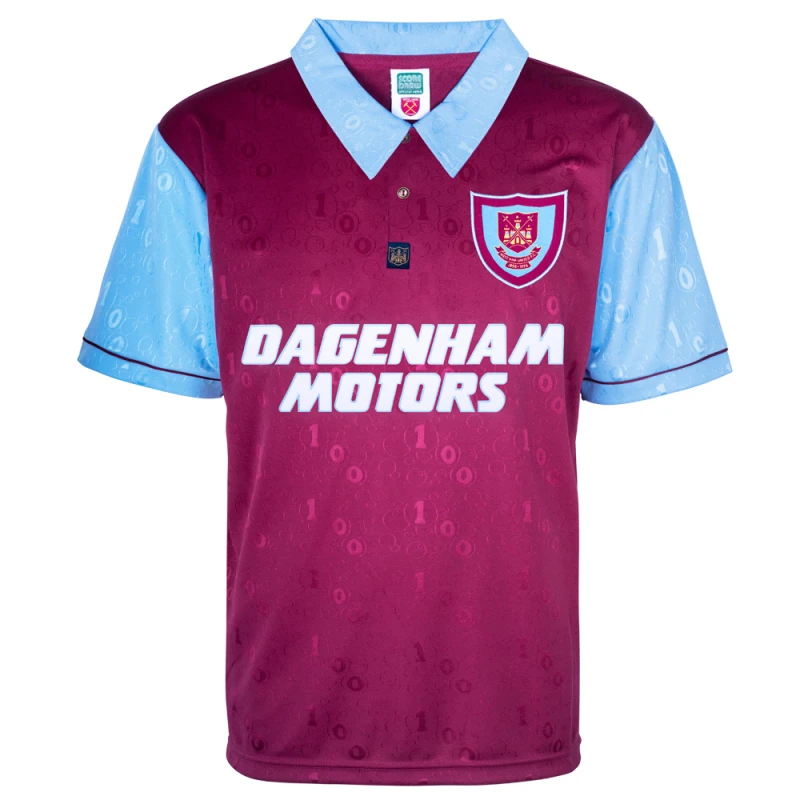 Image of Score Draw West Ham United 1995 Centenary Retro Shirt WHAM95HCENTPYSS-L L Mens Sportswear
