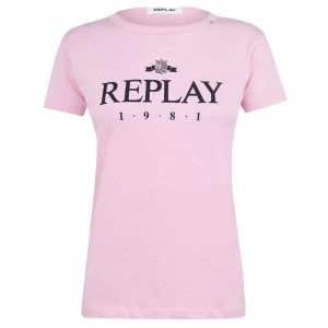 Image of Replay 1981 Logo T Shirt - Pink 066