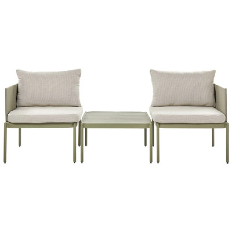 Image of Beliani Garden Lounge Set With Table 2 Seater Terracina Metal Olive Green