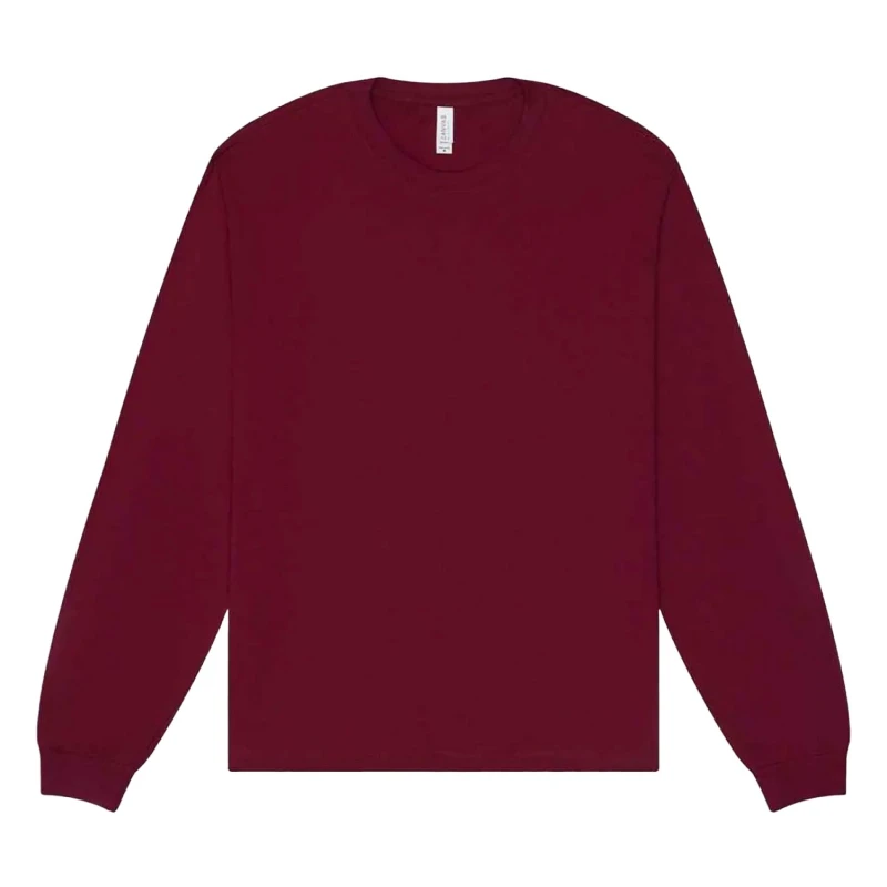 Image of Bella + Canvas Mens Heavyweight Boxy Long-Sleeved T-Shirt in Maroon Size: Small Maroon Male S