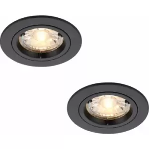 Image of Loops - 2 pack Recessed Fixed Ceiling Downlight - 50W GU10 Reflector - Matt Black