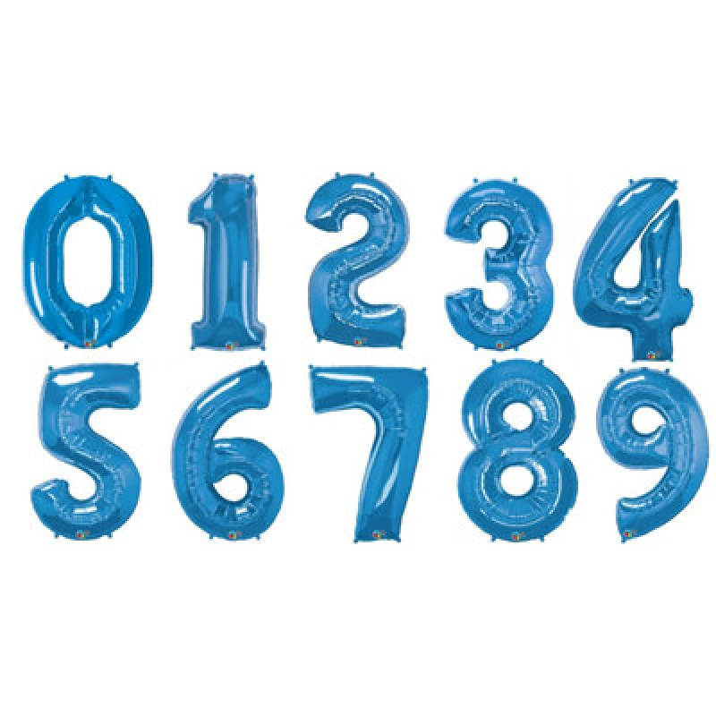 Image of Qualatex 34" Metallic Sapphire Number Balloons (0-9) Sapphire (0)