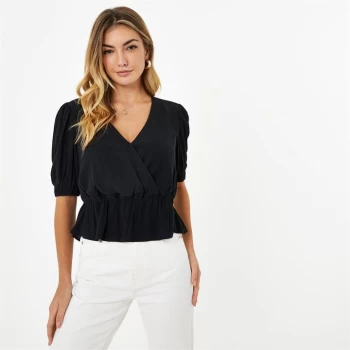 Image of Jack Wills Wrap Front Top - Black
