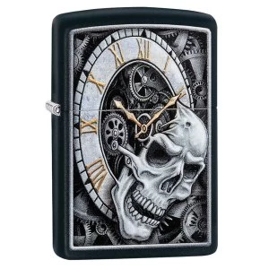 Image of Zippo Skull Clock Design Black Regular Windproof Lighter