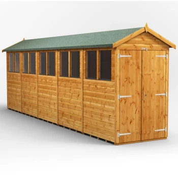 Image of 20x4 Power Apex Double Door Garden Shed - Brown