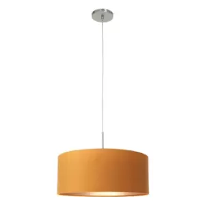 Image of Sparkled Light Cylindrical Pendant Ceiling Light Brushed Steel, Velvet Gold