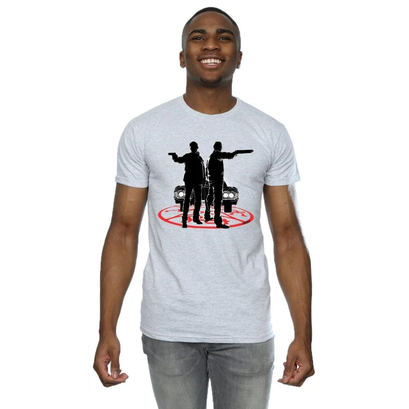 Image of Supernatural Supernatural Men Sam And Dean Silhouette T-Shirt in Grey Size: Small Grey S Male 5057245668101