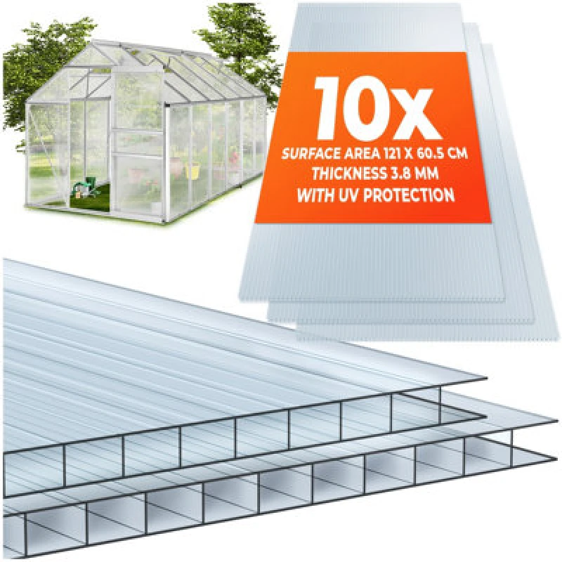 Image of Tectake Polycarbonate Panels - Dual-Walled, Cuttable, Insulating - 121 X 60.5 X 0.4 Cm