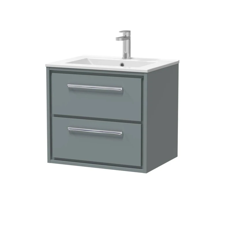 Image of Balterley Bathroom Wall Hung 2 Soft-Close Drawer Vanity Unit, Grey, 600mm in Grey Grey Unisex