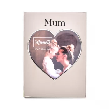 Image of Moments Silver Heart Frame 5" x 5" - Mum