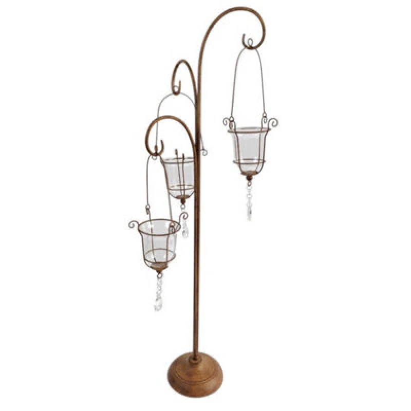 Image of Minster Candle Holder With Glass - Metal - L23 X W23 X H89cm - Rusty