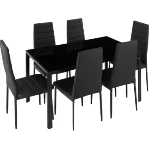 Image of Tectake - Dining table and chairs Brandenburg 6+1 set - dining room table and chairs, dining table and 6 chairs, kitchen table and chairs
