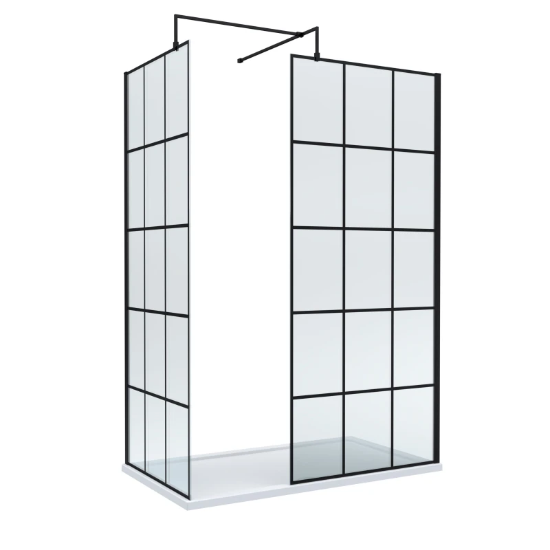 Image of Balterley 8mm Glass Wetroom Screens Frame Design and Tray 1400 x 900mm White