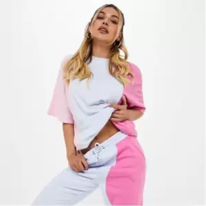 Image of Missguided Colourblock Curved Seam T Shirt - Multi