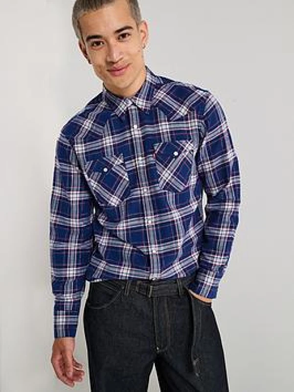 Image of Levis Barstow Flannel Shirt Blue Checks Men S;M;L;XL