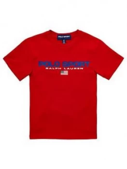 Image of Ralph Lauren Boys Polo Sport Short Sleeve T-Shirt - Red, Size 8 Years, S