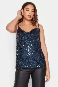 Image of Tall Sequin Cowl Neck Cami Top