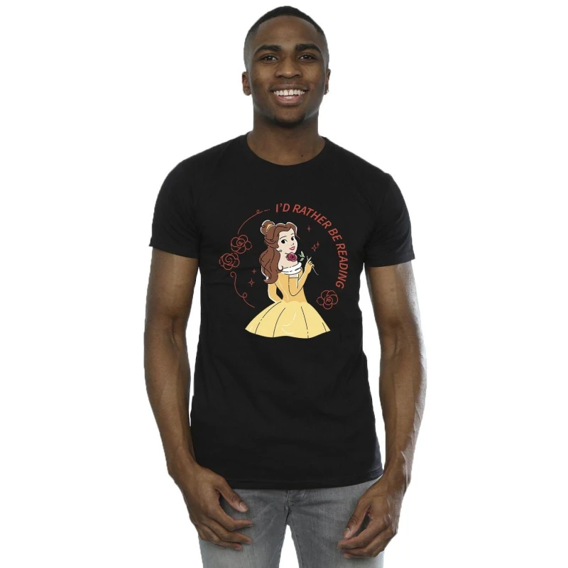 Image of Disney Men Beauty And The Beast I'd Rather Be Reading T-Shirt in Black Size: Small Black S Male 5063153509566