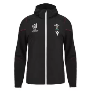 Image of Macron Wales Rugby Full Zip Hoodie 2023 2024 Adults - Black