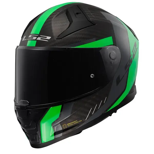 Image of LS2 FF811 Vector II Carbon Grid Matt Fluo Green Full Face Helmet Size 2XL