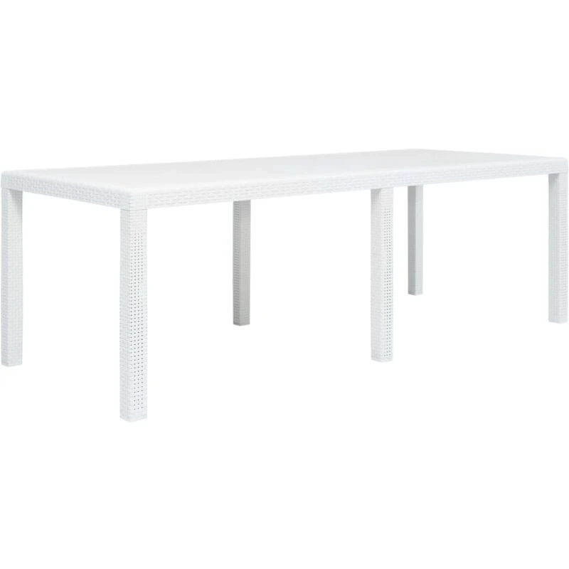 Image of VIDAXL Garden Table White 220x90x72cm Plastic Rattan Look Vidaxl 8718475743149