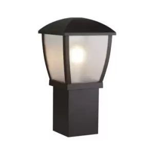 Image of Searchlight Seattle Outdoor Post (450mm Height) - Black With Clear Frosted Panels