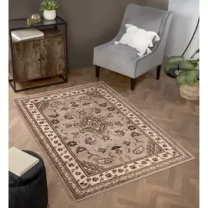 Image of Traditional Sherborne Classic Bordered Hallway Rug in Beige 66 x 230cm (2'5"x7'7") Runner
