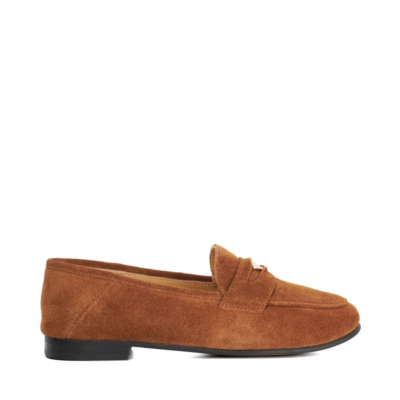 Image of Dune London Womens 'Greek' Suede Loafers in Brown Size: 6 Brown Female 6