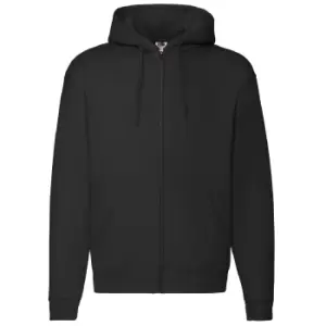 Image of Fruit Of The Loom Mens Zip Through Hooded Sweatshirt / Hoodie (S) (Black)