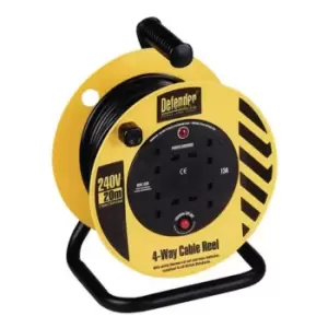 Image of Slingsby Defender 240V Light Industrial Cable Reel, 20 Metres Long With 4 Outlet