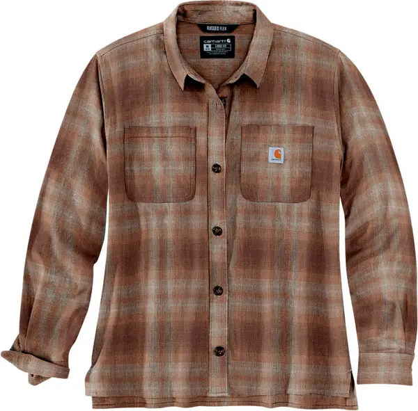 Image of Carhartt Midweight Flannel Ladies Shirt, white-brown, Size S for Women
