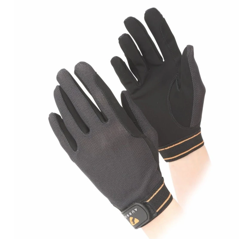 Image of Aubrion Aubrion Mesh Riding Gloves in Black Size: Medium Black M Unisex 5063107045799