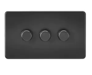 Image of KnightsBridge Screwless 3G 2-way 10-200W (5-150W LED) trailing edge dimmer - Matt Black
