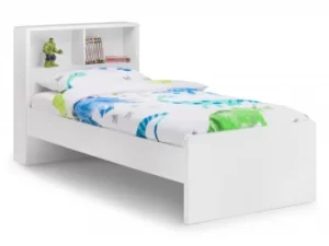 Image of Julian Bowen Manhattan Bookcase 3ft Single White High Gloss Bed Frame