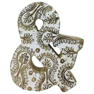Image of Letter & Hand Carved Wooden White Flower