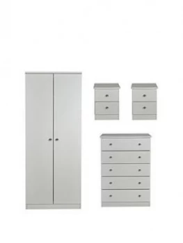 Image of Swift Verve Ready Assembled 4 Piece Package - 2 Door Wardrobe, 5 Drawer Chest And 2 Bedside Chests