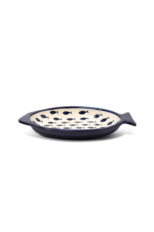 Image of Verano Spanish Ceramics Signature Blue & White Fish Ceramic Kitchen Dining Serving Dish 41L x 25cm (W) Size: 41L x 25cm (W) Blue Unisex 41L x 25 cm