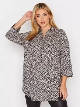 Image of Yours Half Placket Collar Ed Shirt - Natural, Size 16, Women