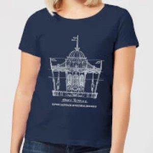 Image of Mary Poppins Carousel Sketch Womens Christmas T-Shirt - Navy - M
