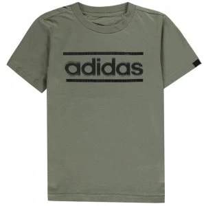 Image of adidas Classic Logo T-Shirt Junior Boys - Khaki/Black