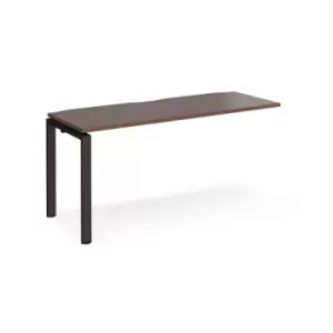 Image of Bench Desk Add On Rectangular Desk 1600mm Walnut Tops With Black Frames 600mm Depth Adapt