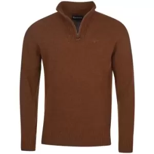 Image of Barbour Mens Essential Lambswool Half Zip Sweater Sandstone Medium