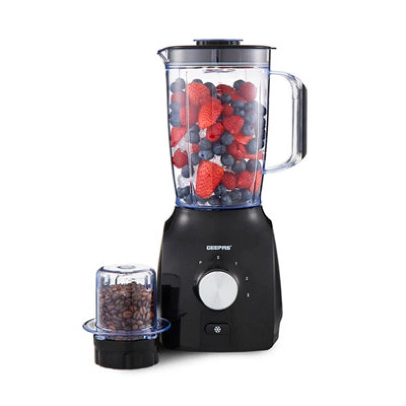 Image of Geepas 2-In-1 Black Electric Food Blender 1.8L Jug Smoothie Maker, 0.3L Coffee Grinder