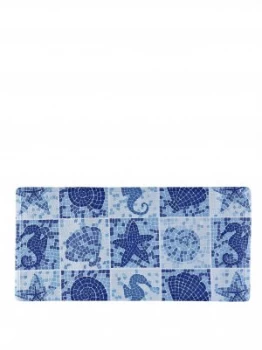 Image of Aqualona Seascape Bath Mat - Blue/White