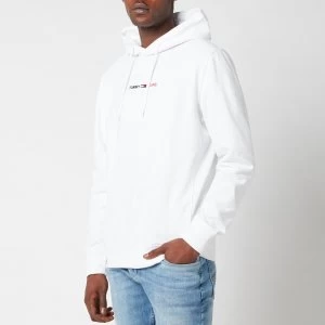 Image of Tommy Jeans Mens Straight Logo Hoodie - White HTR - XL