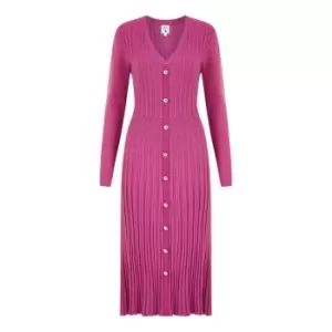 Image of Yumi Pink Knitted Button Down Shirt Dress - Pink