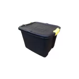 Image of 42L Heavy Duty Storage Tub Sturdy, Lockable, Stackable and Nestable Design Storage Chest with Clips in Black